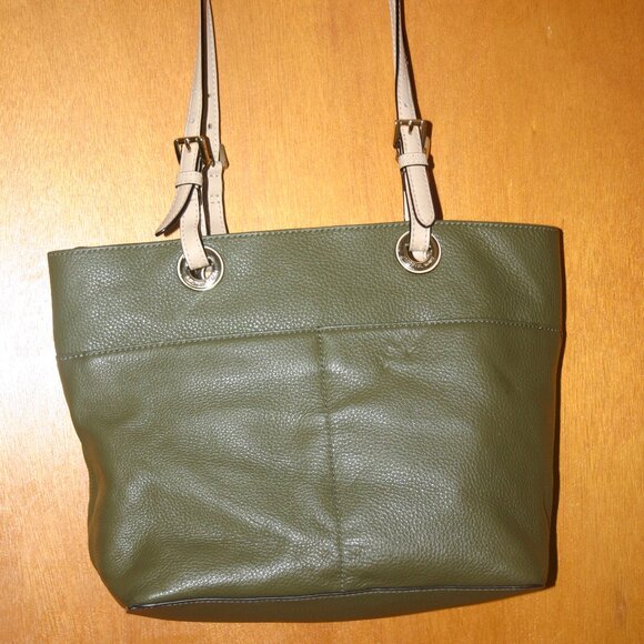 Michael Kors Olive Green Leather-like Shoulder Purse B-206 - Picture 4 of 13